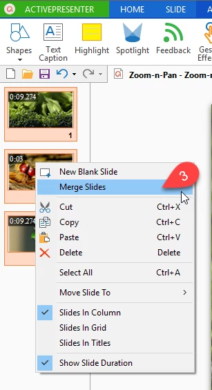 Merging slides