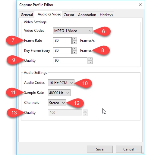 Audio and video tab
