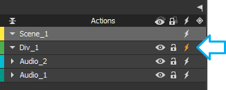 Elements with actions have a highlighted Event Handlers button.
