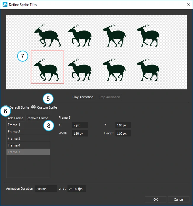 Use Custom Sprite to generate frames manually.