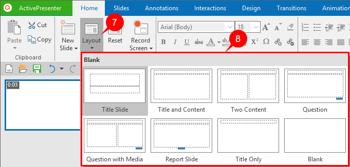 Select another slide layout to replace the existing one