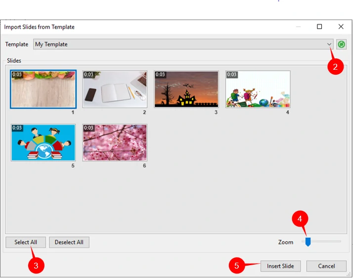 Import Slide from Templates in ActivePresenter 7