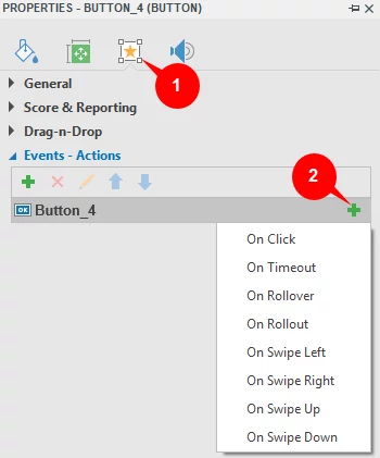 Add events - actions to buttons