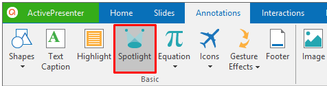Spotlight helps you easily direct your audience attention to a specific part of a slide.
