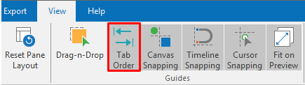 Click the Tab Order button in the View tab