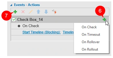 Add event actions to check boxes or radio buttons.