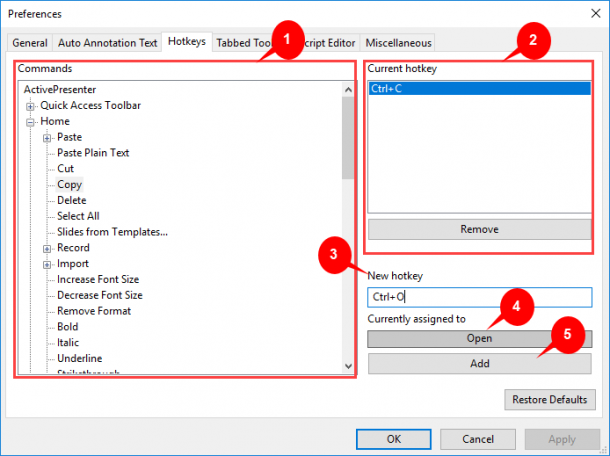 remove mouse click from activepresenter