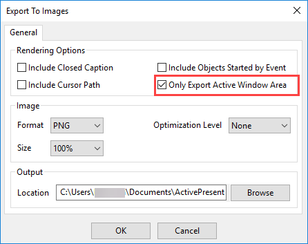Export active window only
