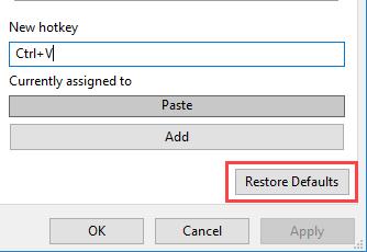 Restore default