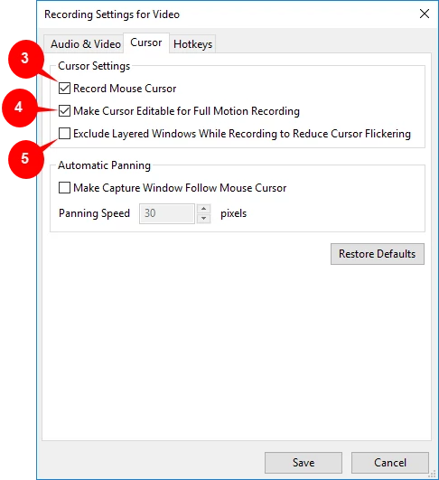 change mouse cursor - cursor tab