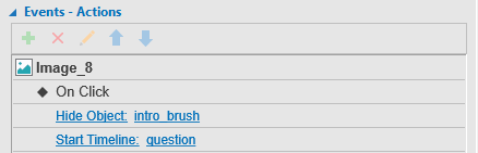 Add events - actions to the close icon of the brush