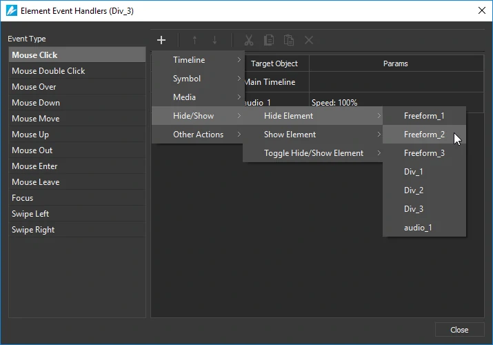 enhanced event actions editor