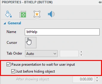pause to wait user input - help button