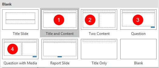 How to insert question from slide layout in ActivePresenter7