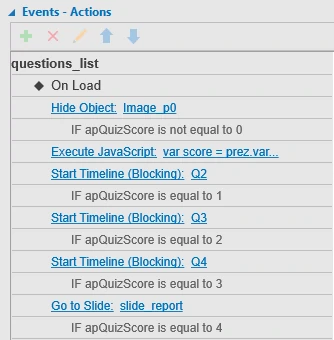 events - actions question list slide