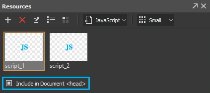 JS and CSS files are included in the document <head> by default.