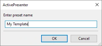 Enter a name in the pop-up dialog and click OK