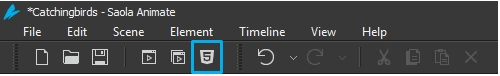 To export animation, press CTRL+ALT+E or click Export to HTML5 in the main menu toolbar.
