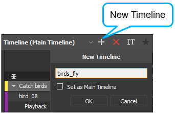 Click New Timeline at the top left of the Timeline pane. 