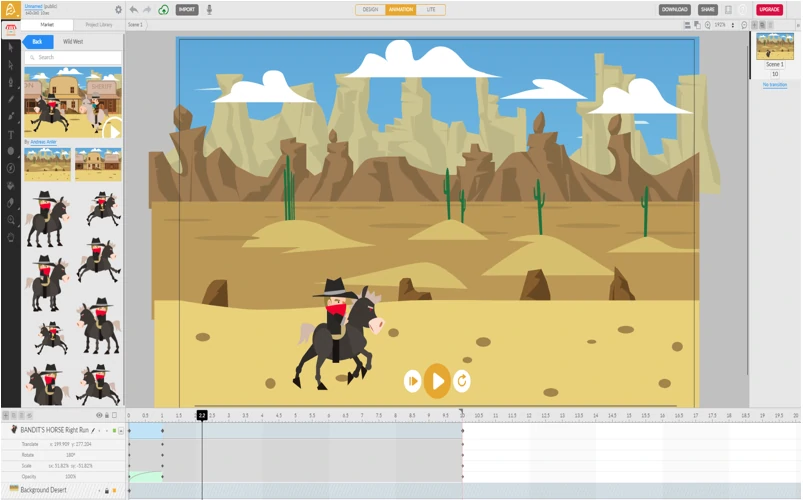 Animatron Studio is known as one of the most simple and powerful web-based HTML5 animation tools.