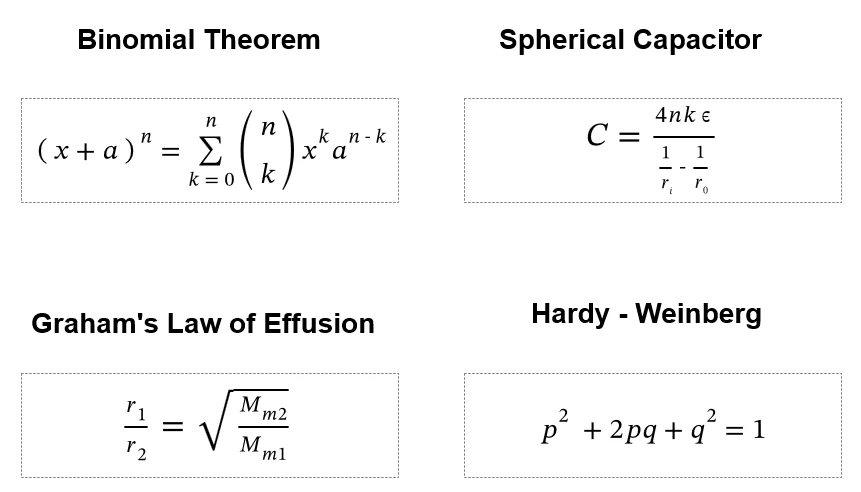 some common equations 