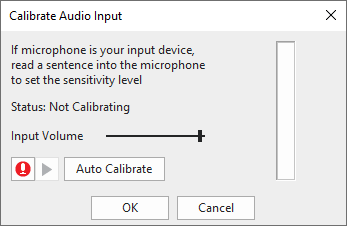 Calibrate Audio Input dialog