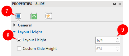 Change layout height in the Properties pane