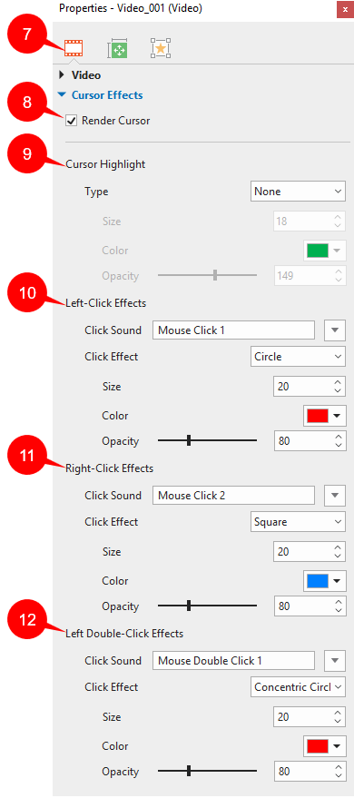 Cursor effects section