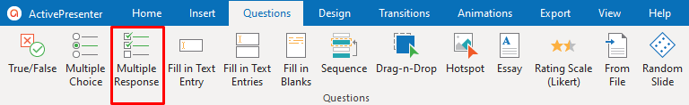 Multiple Response Question in the Questions tab