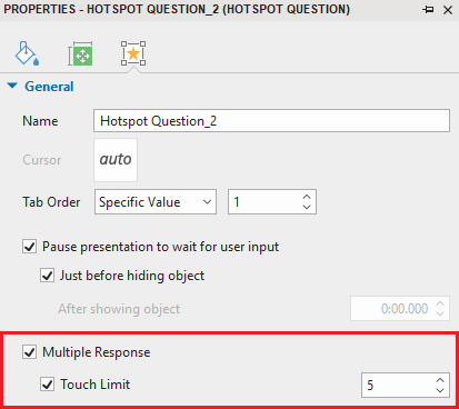 Multiple Response and Touch Limit check box