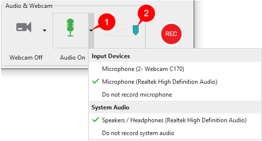 Record system audio and audio from microphone