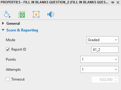 Set Score and Reporting for Fill in Blanks Question