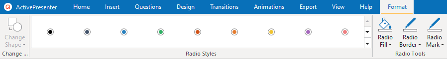 The Format Tab Allows to Change the Style of Radio Buttons.