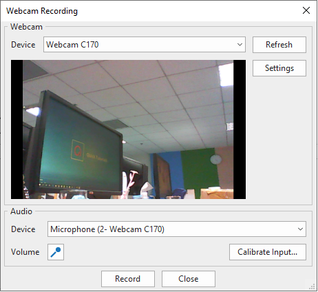 Webcam Recording dialog