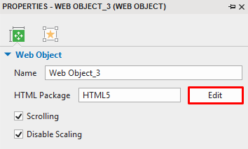 Click Edit to change an HTML package