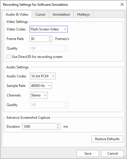 Work with Recording Settings Dialog in ActivePresenter 8