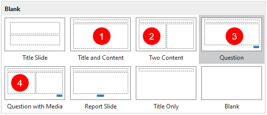 Slide Layouts to Insert Questions