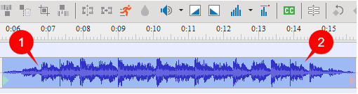 The audio time bar after using Audio fade