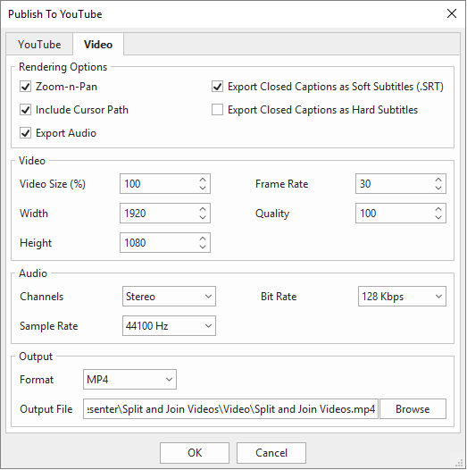 Video exporting options