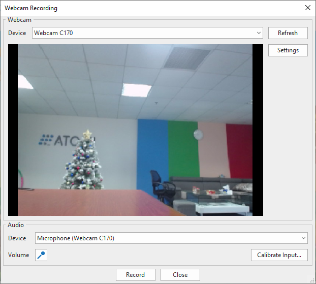 Webcam Recording dialog