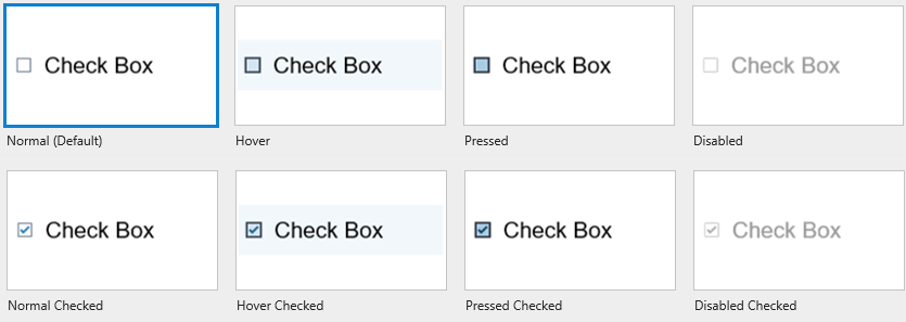 8 Built-in States of Check Box/ Radio Button
