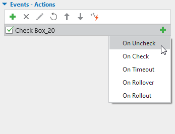 Add Events - Actions for Check Box/ Radio Button