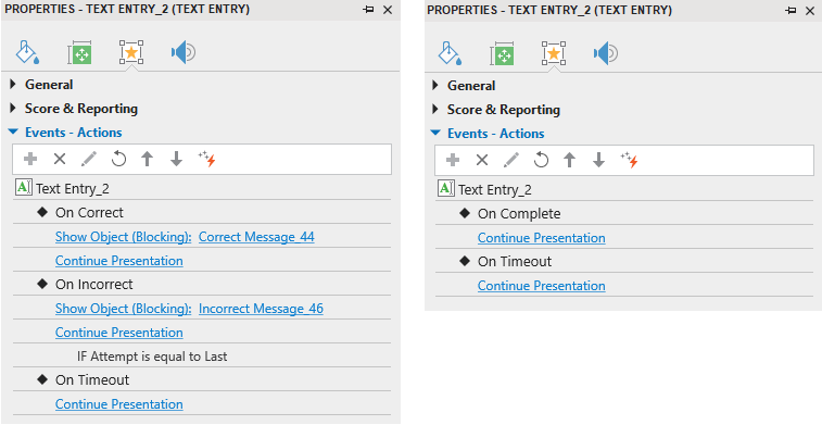 Defaults Events - Actions of Text Entry