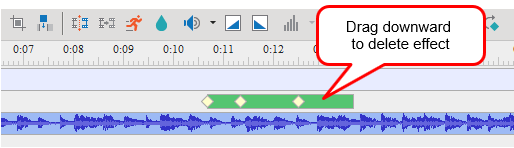 Drag the effect time bar downward until it turns gray and release the mouse button.