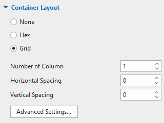 The grid layout places child objects of a group in a grid pattern and align them both horizontally and vertically, which is useful when you want to draw tables to display fields in a grid layout. 