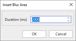 The Insert Blur Area dialog is opened to let you specify the blur duration