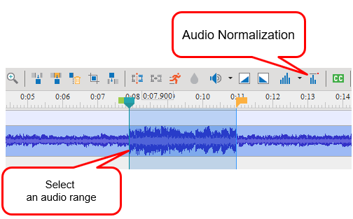 Select the entire track or specify the audio range that you want to normalize