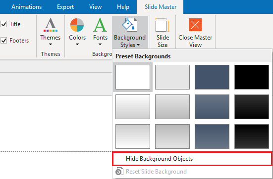 You can hide the logo in some custom layouts by selecting the layout > Background Styles > Hide Background Objects.
