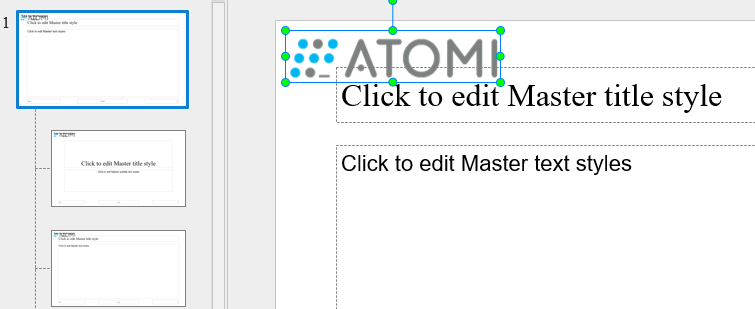Select the master layout and insert a logo into it (Insert tab > Image).
