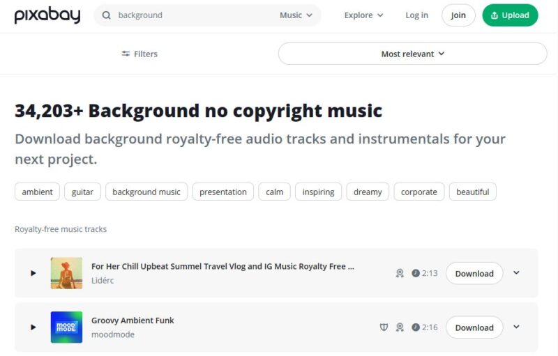 Pixabay background music free download